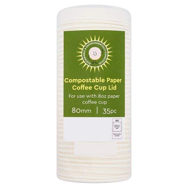 35 Compostable Paper Coffee Cup Lid 80mm - Honesty Sales U.K