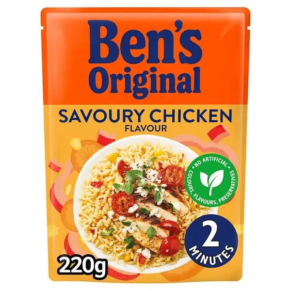 Bens Original Savoury Chicken Microwave Rice 220g (Case of 6) - Honesty Sales U.K