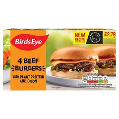 Birds Eye 4 Beef Burgers with Plant Protein and Onion 227g - Honesty Sales U.K