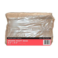 Brown Kraft Flat Bags Strung 8.5" x 8.5" - Honesty Sales U.K