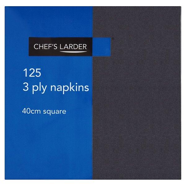 Chef's Larder 125 3 Ply Napkins Black 40cm Square - Sets of 125 - Honesty Sales U.K