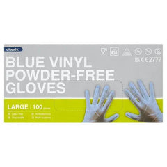 Clearly 100 Blue Vinyl Powder-Free Gloves Large - Honesty Sales U.K