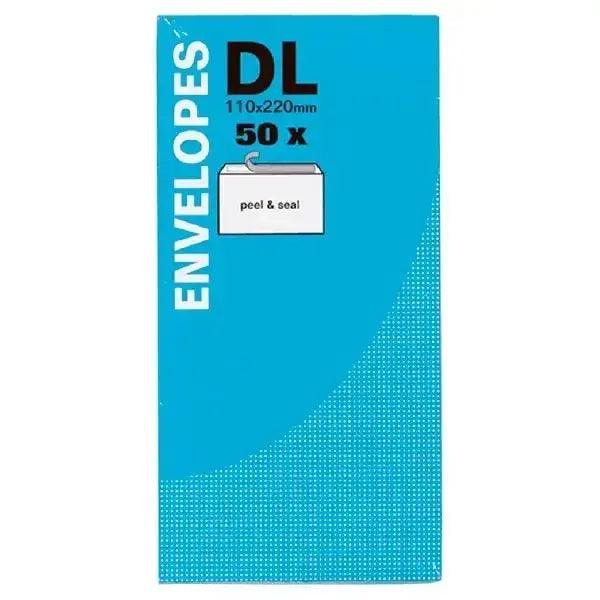 DL 50 Peel & Seal Envelopes White 110 x220mm - Honesty Sales U.K