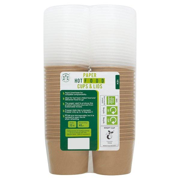 Ecopac Paper Hot Food Cups & Lids 12oz - Honesty Sales U.K