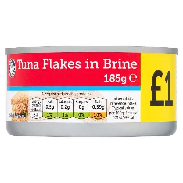 Euro Shopper Tuna Flakes in Brine 185g (Case of 12) - Honesty Sales U.K