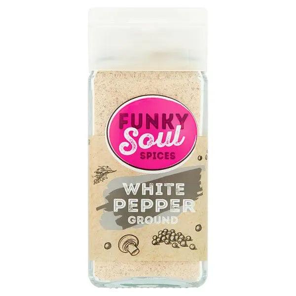 FUNKY Soul SPICES White Pepper Ground 43g (Case of 6) - Honesty Sales U.K