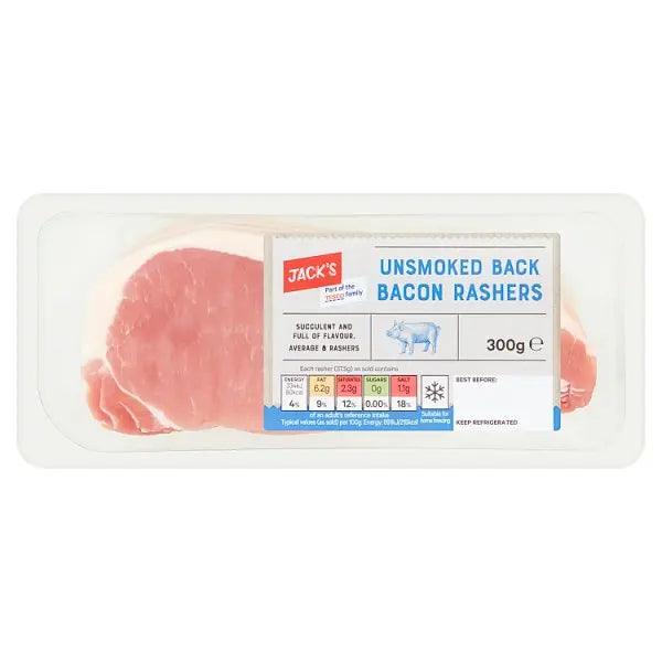 Jack's Unsmoked Back Bacon Rashers 300g - Honesty Sales U.K