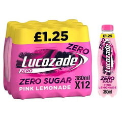 Lucozade Zero Pink Lemonade 380ml £1.25 PMP (Case of 12) - Honesty Sales U.K