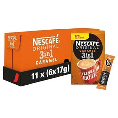 Nescafe Original 3in1 Caramel Instant Coffee, 6 sachets x 17g (Case of 11) - Honesty Sales U.K