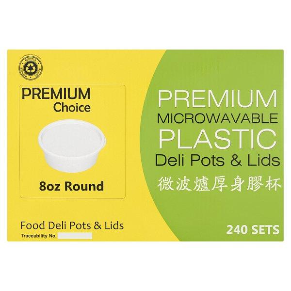 Premium Choice 240 Premium Microwavable Plastic Deli Pots & Lids Sets Round 8oz - Honesty Sales U.K