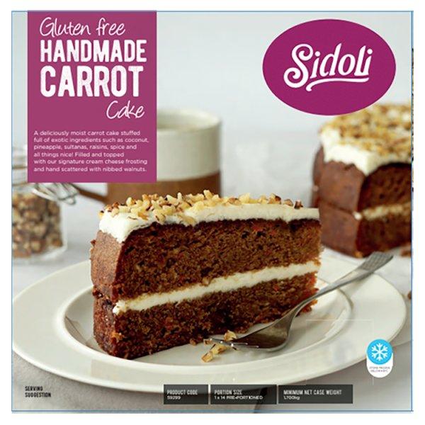 Sidoli Gluten Free Handmade Carrot Cake 1.700kg - Honesty Sales U.K