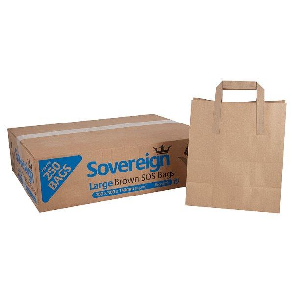 Sovereign Large Brown Block Bottom Take-Away Food Bags - 250 pieces - Honesty Sales U.K