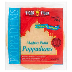 Tiger Tiger Authentic Indian Madras Plain Poppadums 250g - Honesty Sales U.K