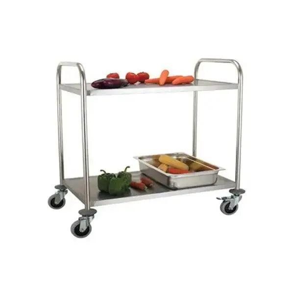 2 Tier Stainless Steel Trolley, Round Tube 1 - Honesty Sales U.K