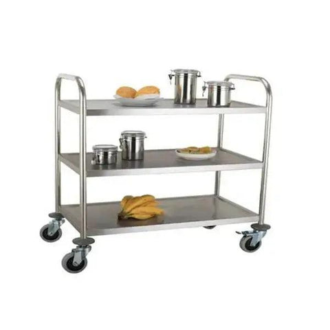 3 Tier Stainless Steel Trolley, round Tube 1 - Honesty Sales U.K