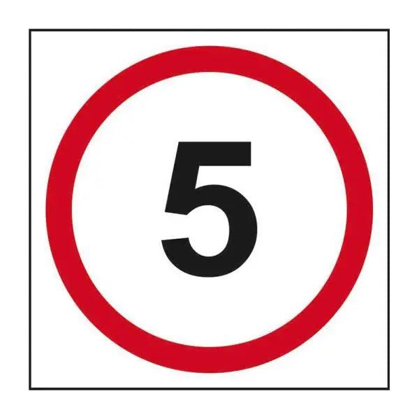 5 Mph Speed Limit Road Sign, 1.2mm Recyclable Polypropylene, W400mm x H400mm - Honesty Sales U.K