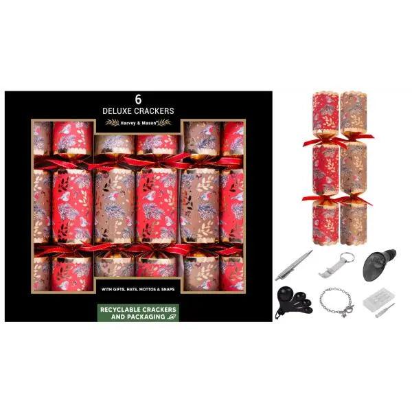 6 x 13.5" Deluxe Red & Gold Robin Crackers - Honesty Sales U.K