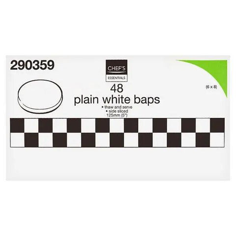 Chef's Essentials 48 Plain White Baps - Honesty Sales U.K