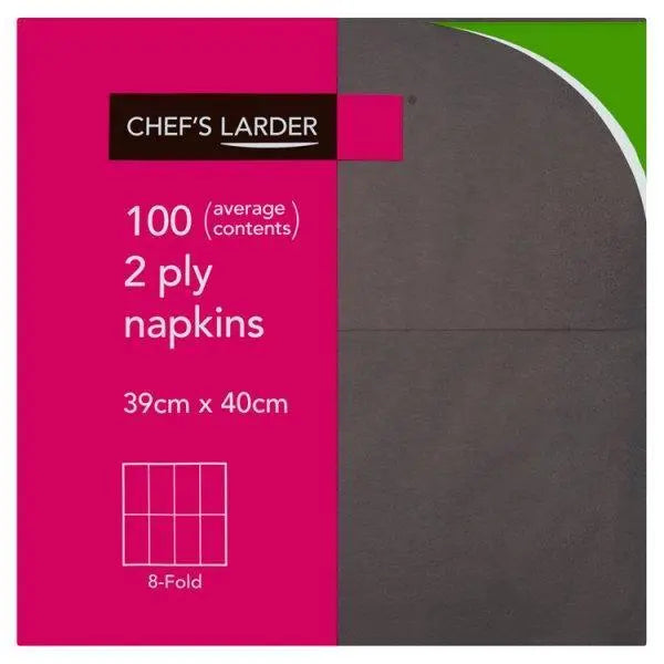 Chef's Larder 100 Napkins Black 2 Ply - 100pk - Honesty Sales U.K