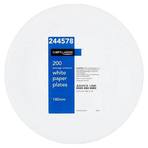 Chef's Larder 200 White Paper Plates - Honesty Sales U.K