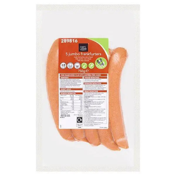 Chef's Larder 5 Jumbo Frankfurters 750g - Honesty Sales U.K