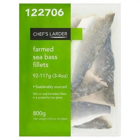 Chef's Larder Farmed Sea Bass Fillets 800g - Honesty Sales U.K