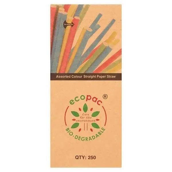 Ecopac 250 Assorted Colour Straight Paper Straw - Honesty Sales U.K
