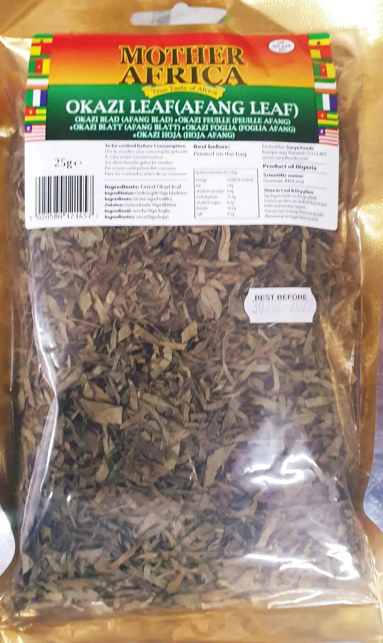 Mother Africa Okazi leaves (Afang Leaf) 25g - Honesty Sales U.K