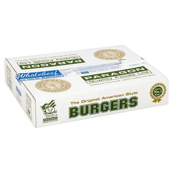 Paragon Wholebeef Halal Burgers 48 x 56g (2.68kg) - Honesty Sales U.K