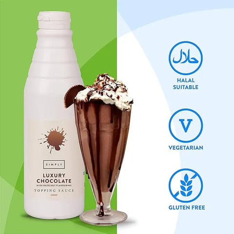 Simply Luxury Chocolate Topping Sauce with Hazelnut Flavouring Simply