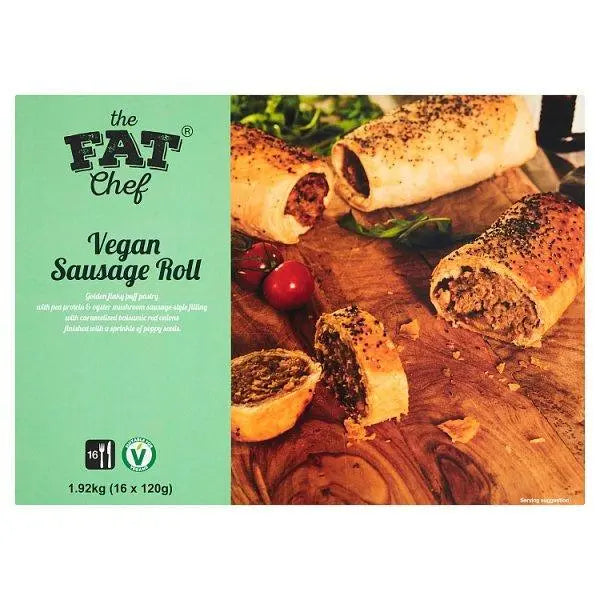 The Fat Chef Vegan Sausage Roll 16 x 120g (1.92kg) - Honesty Sales U.K