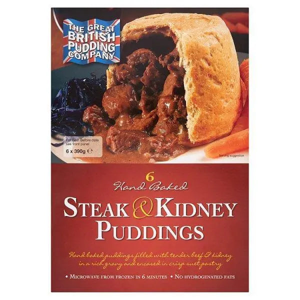 The Great British Pudding Company Hand Baked Steak & Kidney Puddings 6 x 390g - Honesty Sales U.K