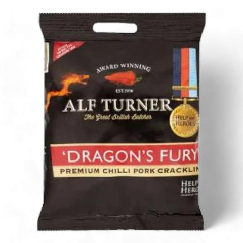 Alf Turner Dragon's Fury Premium Chilli Pork Crackling 40g (Case of 12) - Honesty Sales U.K