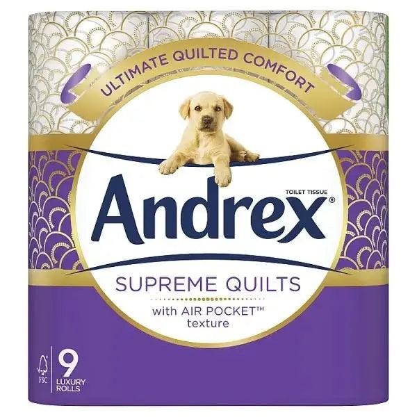 Andrex Supreme Quilts Toilet Tissue, 9 Quilted Toilet Rolls (Cas of 4) - Honesty Sales U.K