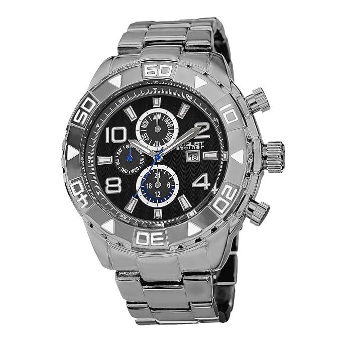 August Steiner Men's AS8130BK Black Multifunction Swiss Quartz Watch with Black Dial and Black Gold Bracelet - Honesty Sales U.K