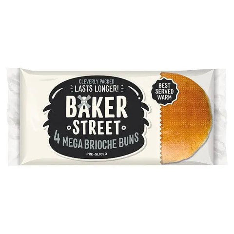 Baker Street 4 Mega Brioche Buns Pre-Sliced - Honesty Sales U.K