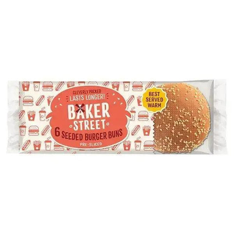 Baker Street 6 Seeded Burger Buns Pre-Sliced - Honesty Sales U.K