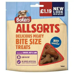 Bakers Allsorts Delicious Bite Size Treats Flavoured with Chicken, Beef & Lamb 98 (Case of 6) - Honesty Sales U.K