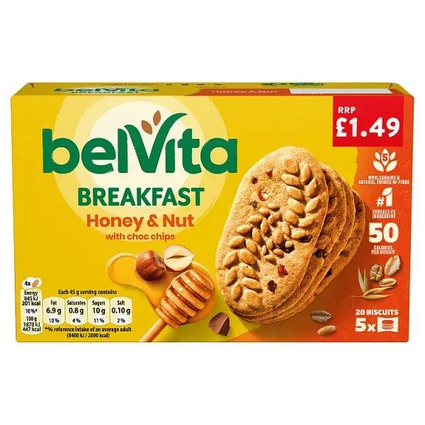 Belvita 20 Breakfast Honey & Nut with Choc Chips Biscuits 225g (Case of 10) - Honesty Sales U.K