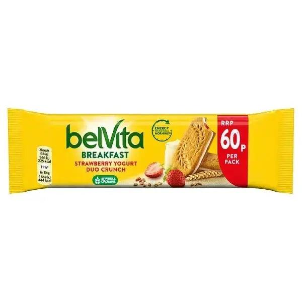Belvita Breakfast Biscuits Duo Crunch Strawberry and Live Yogurt 60p 50.6g (Case of 18) - Honesty Sales U.K