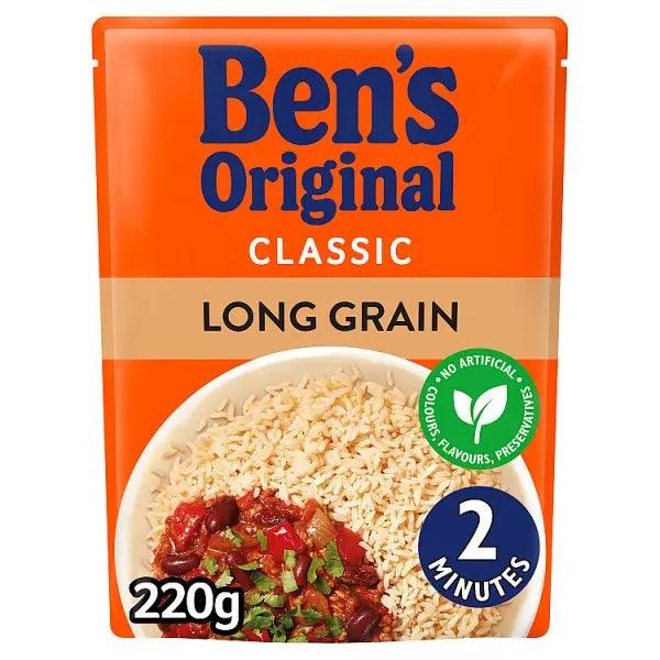 Bens Original Long Grain Microwave Rice 220g (Case of 6) - Honesty Sales U.K