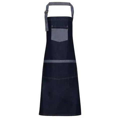 Bib Apron Contrast Denim Black, Indigo Color - Honesty Sales U.K