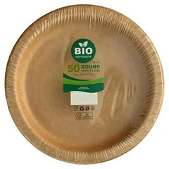 Bio Disposables 50 Round Kraft Plates 26cm - Honesty Sales U.K