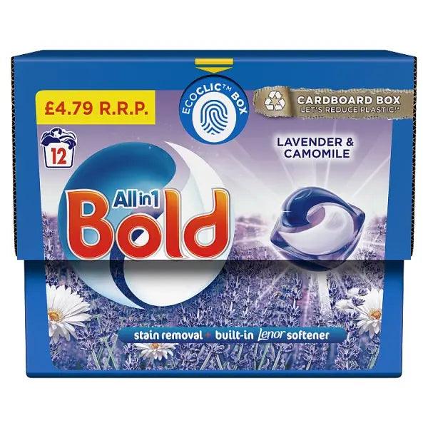 Bold All-in-1 PODS® Washing Liquid Capsules 12 Washes, Lavender & Camomile (Case of 4) - Honesty Sales U.K