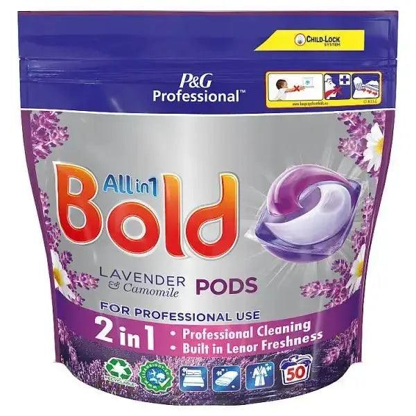 Bold All in1 Professional Pods Washing Liquid Capsules Lavender and Chamomile 2x50 Washes - Honesty Sales U.K