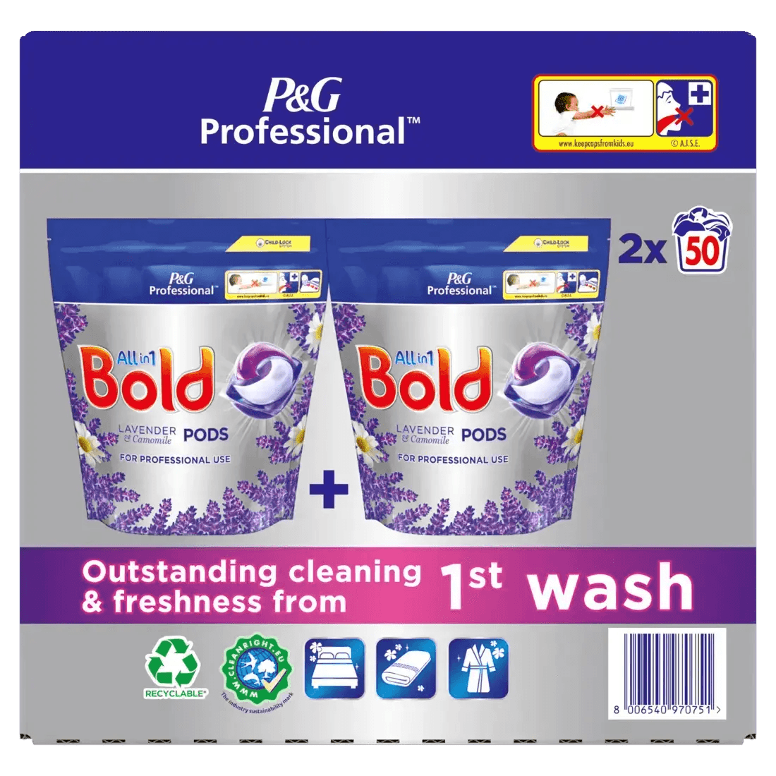 Bold Professional All-In-1 Pods Washing Liquid Laundry Detergent Capsules Lavender and Camomile, 100 - Honesty Sales U.K