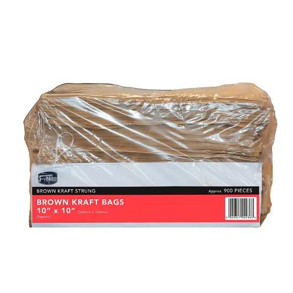 Brown Kraft Flat Bags Strung 10" x 10" - Honesty Sales U.K