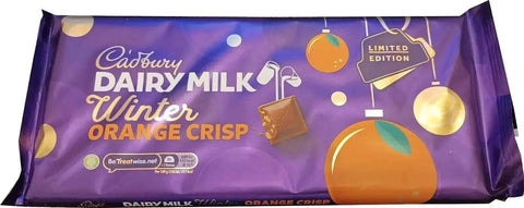 Cadbury Dairy Milk Winter Orange Crisp Chocolate Bar 360g (Case of 13) - Honesty Sales U.K