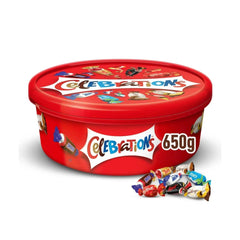 Celebrations Milk Chocolate Box Of Mini Chocolate & Biscuit Bars Sharing Tub 650g - Honesty Sales U.K