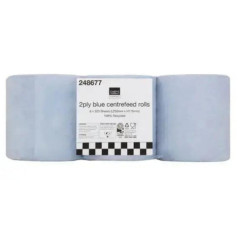 Chef's Essentials 2Ply Blue Centrefeed Rolls - Honesty Sales U.K